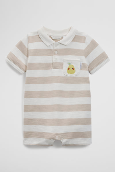 Organically Grown Cotton Textured Polo Romper