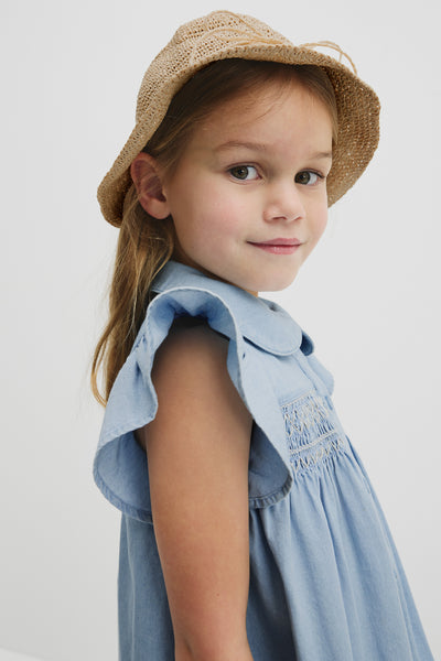 Organically Grown Cotton Short Sleeve Chambray Dress
