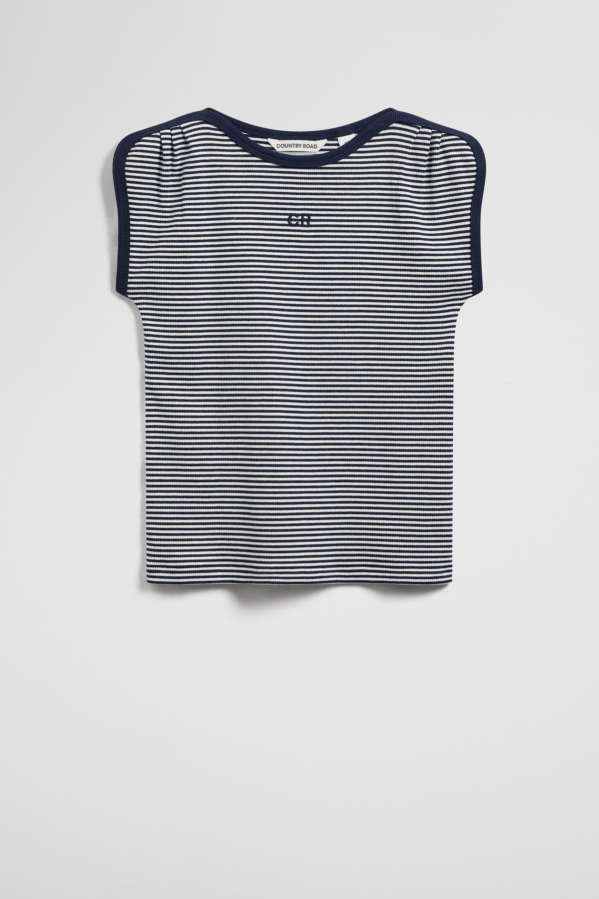 Australian Cotton Blend Short Sleeve Stripe Rib T-Shirt