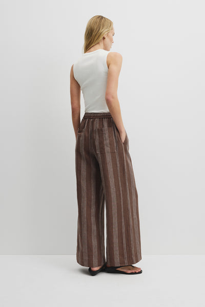 Stripe Linen Pull On Pintuck