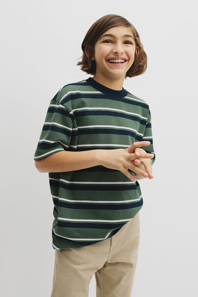 Teen Australian Cotton Relaxed Stripe Short Sleeve T-Shirt