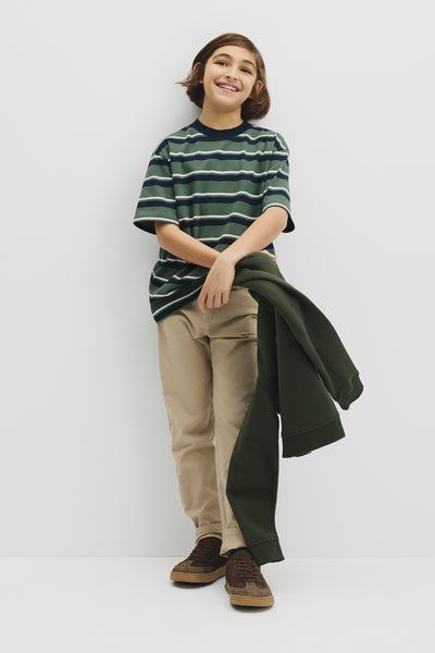 Teen Australian Cotton Relaxed Stripe Short Sleeve T-Shirt