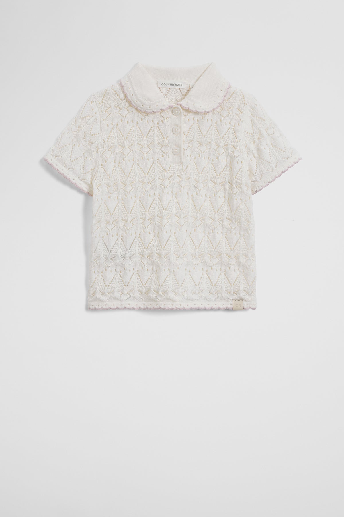 Australian Cotton Short Sleeve Collar Knit Top