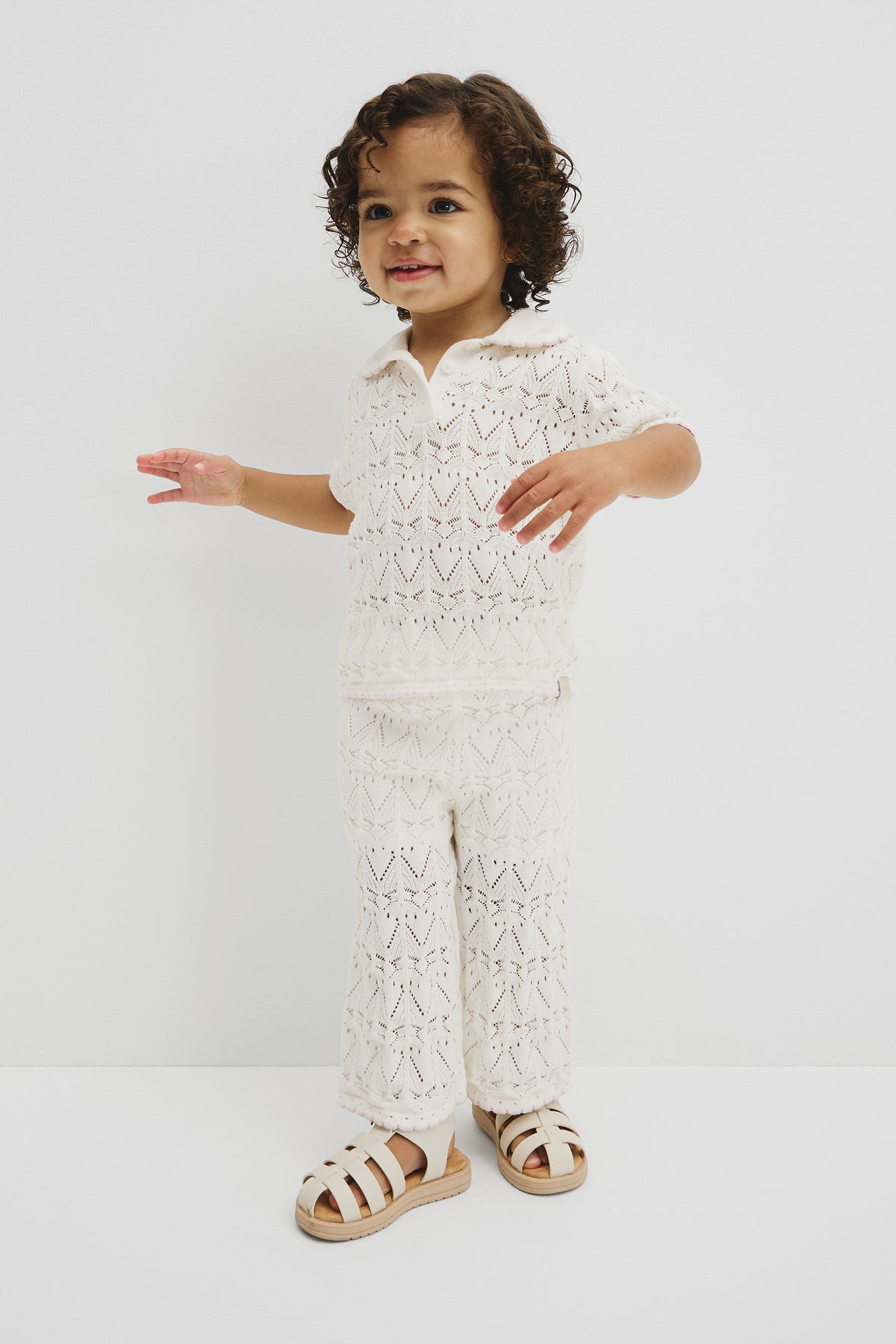 Australian Cotton Short Sleeve Collar Knit Top