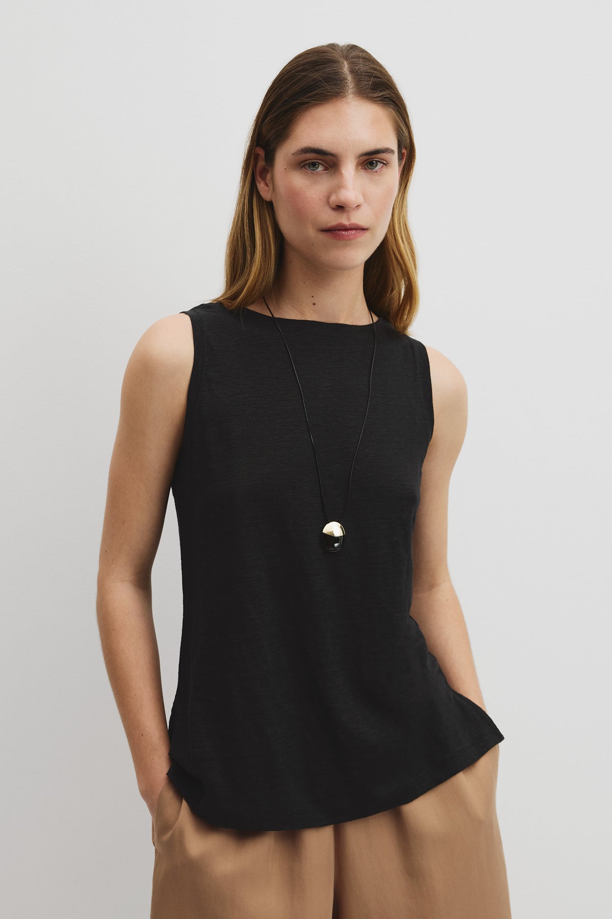 Linen Boat Neck Tank