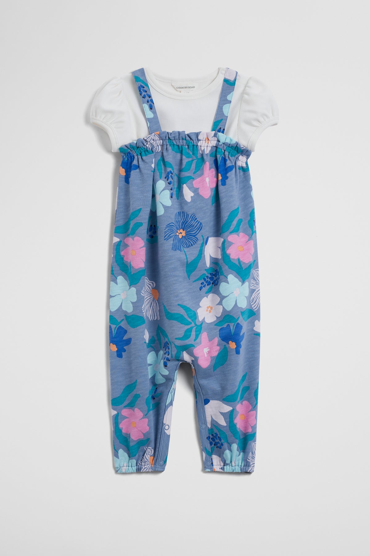 Organically Grown Cotton Short Sleeve Print Overall Set