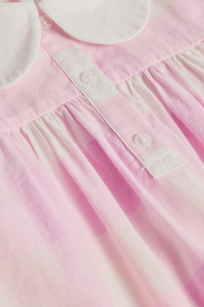 Short Sleeve Gingham Collar Dress