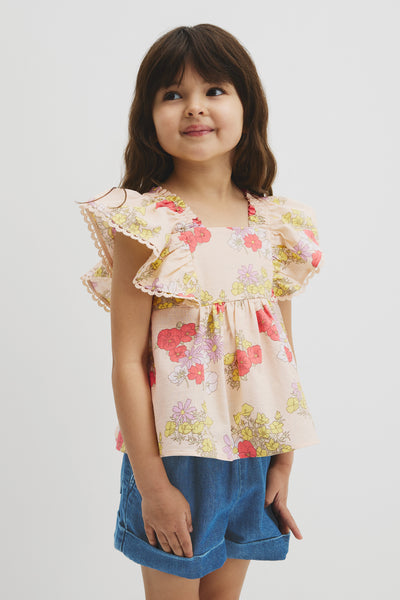 Short Sleeve Flutter Sleeve Top