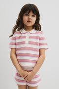 Australian Cotton Short Sleeve Collar Knit Top