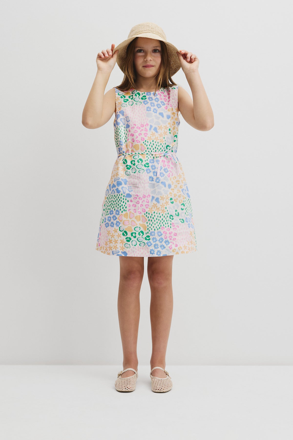 Teen Sleeveless Print Shift Dress