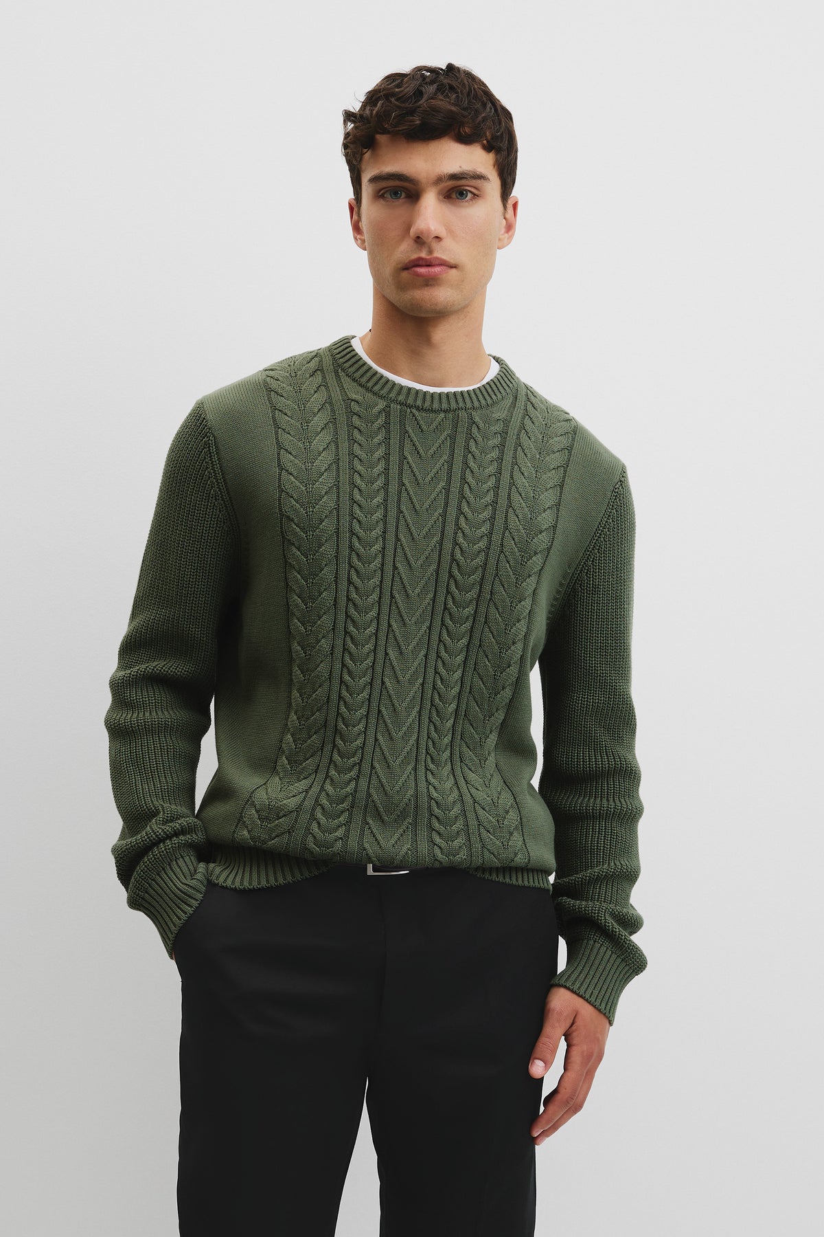Australian Good Earth Cotton Cable Crew Neck Knit