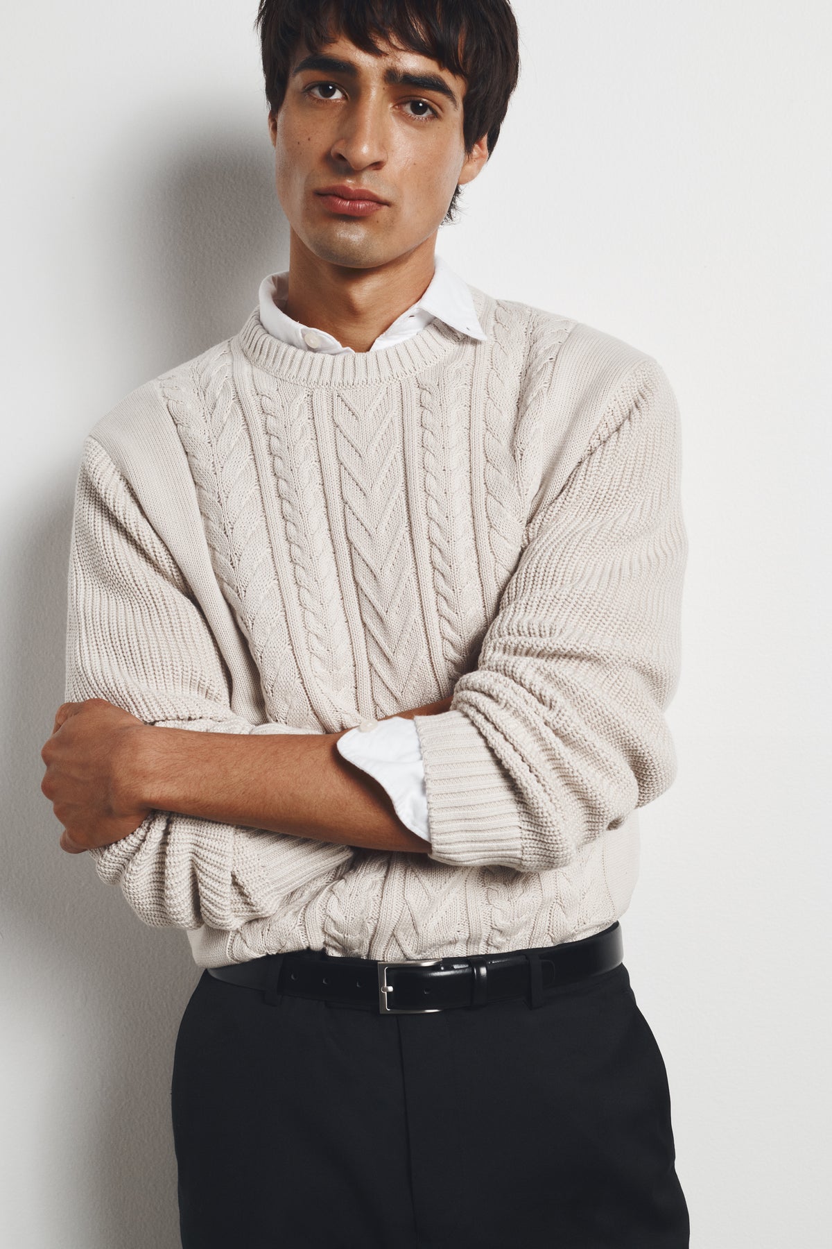 Australian Good Earth Cotton Cable Crew Neck Knit