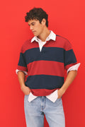 Short Sleeve Australian Cotton Stripe Rugby Polo