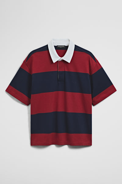 Short Sleeve Australian Cotton Stripe Rugby Polo
