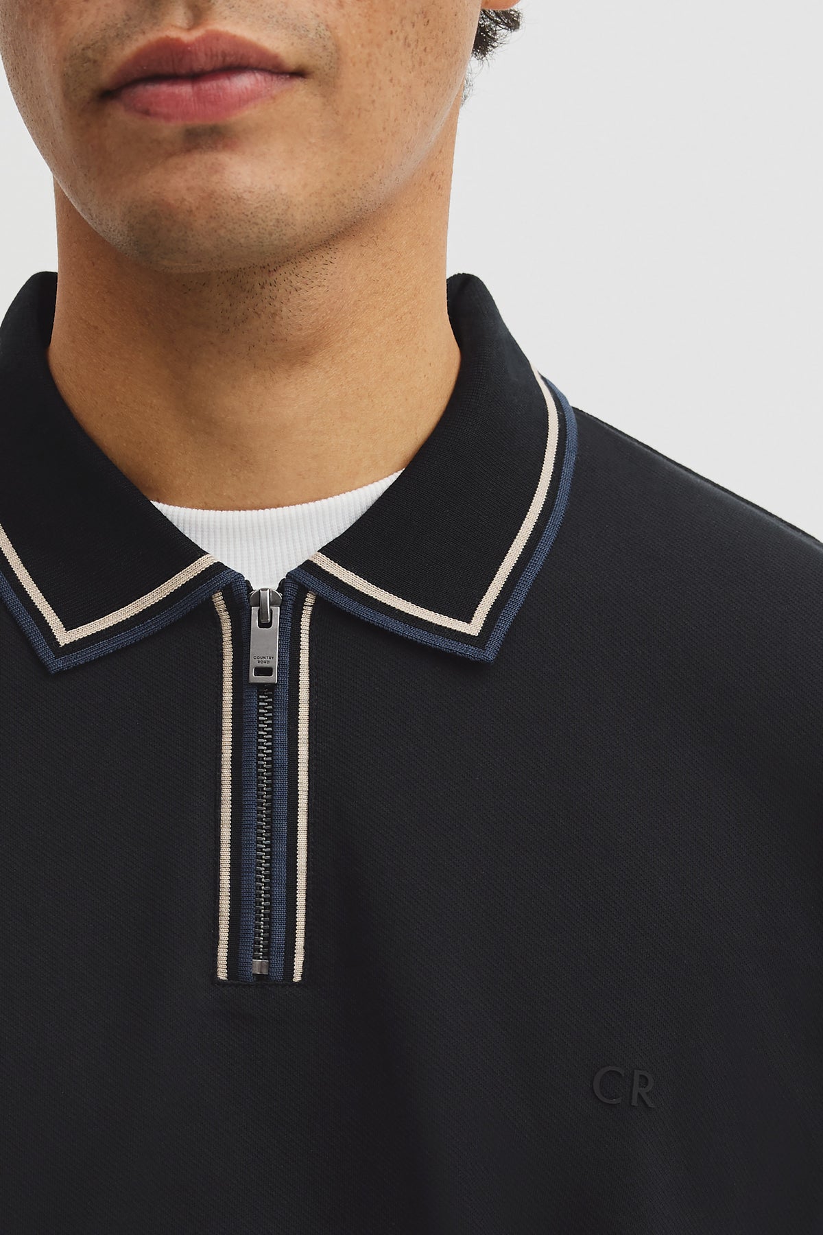 Short Sleeve Tipped Zip Polo
