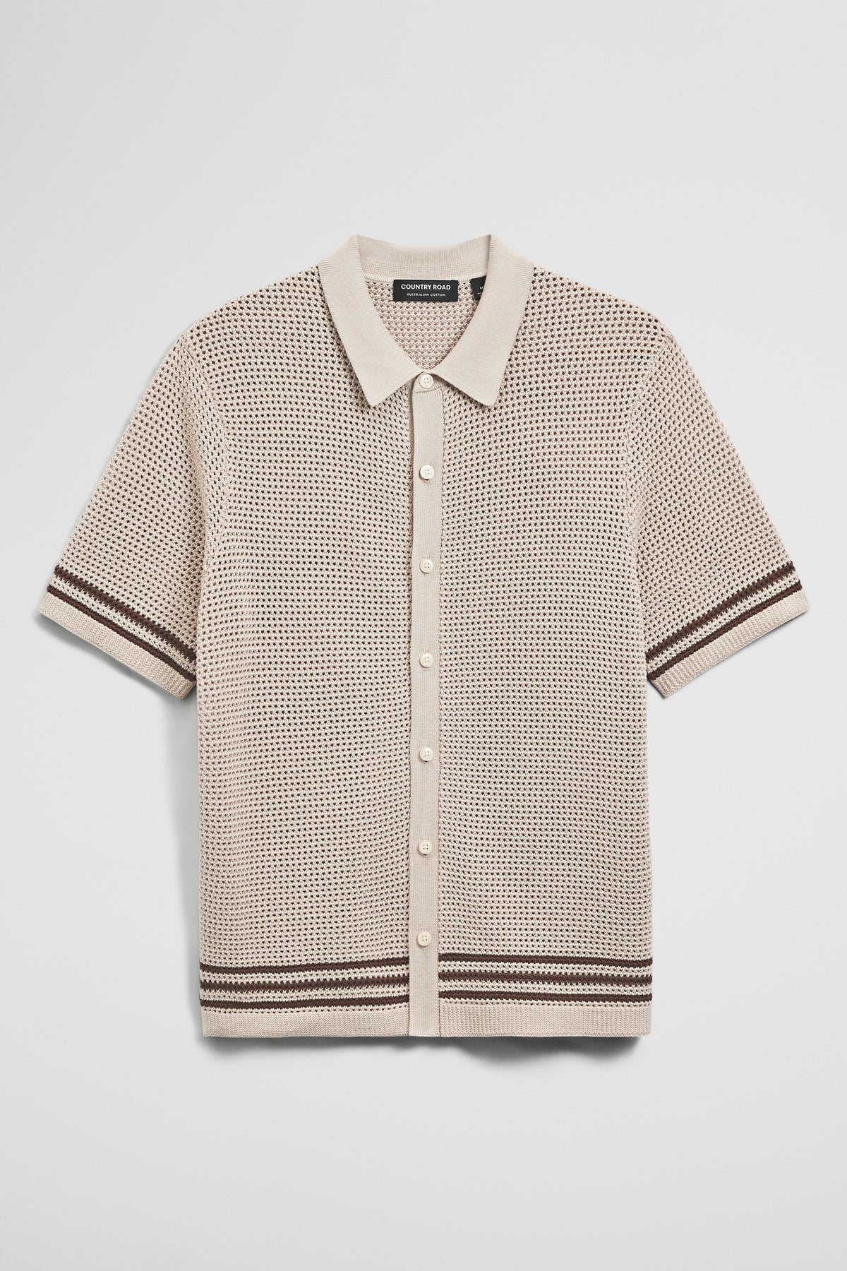 Relaxed Fit Australian Cotton Stripe Knit Shirt