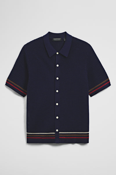 Relaxed Fit Australian Cotton Stripe Knit Shirt