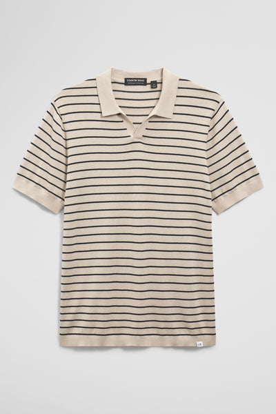 Australian Cotton Silk Stripe Knit Polo