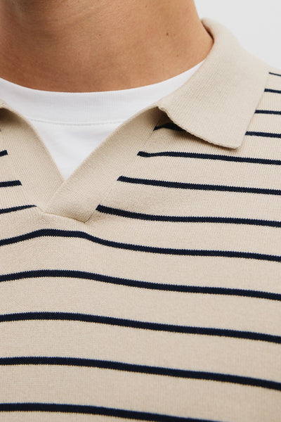 Australian Cotton Silk Stripe Knit Polo