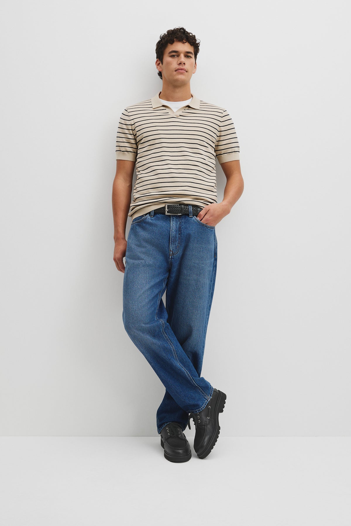 Australian Cotton Silk Stripe Knit Polo