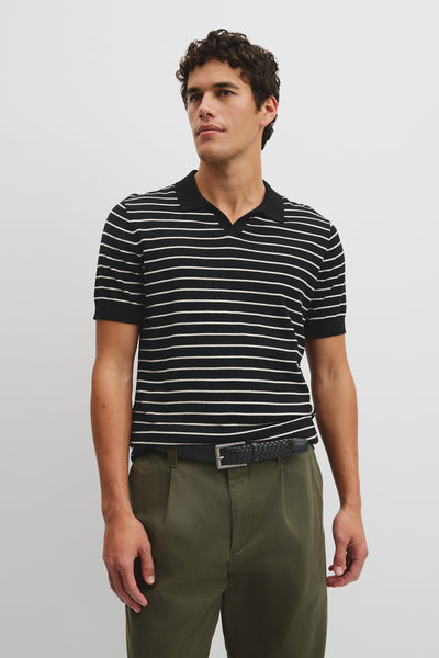 Australian Cotton Silk Stripe Knit Polo
