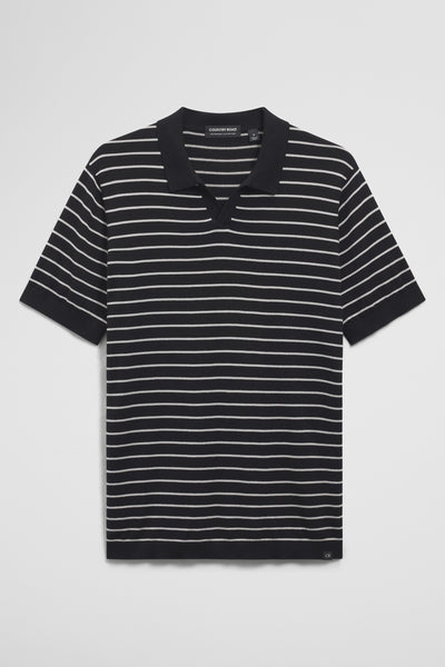 Australian Cotton Silk Stripe Knit Polo