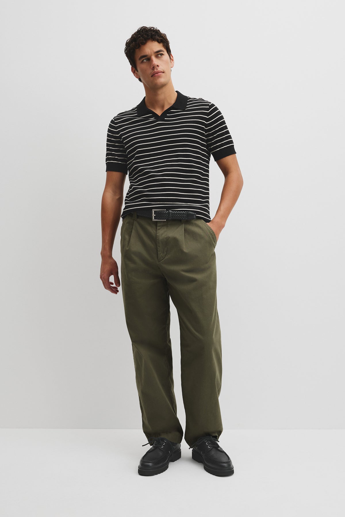 Australian Cotton Silk Stripe Knit Polo