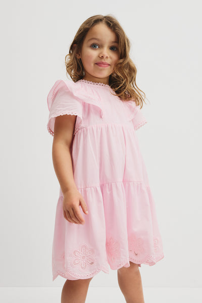 Short Sleeve Tier Cutwork Dress