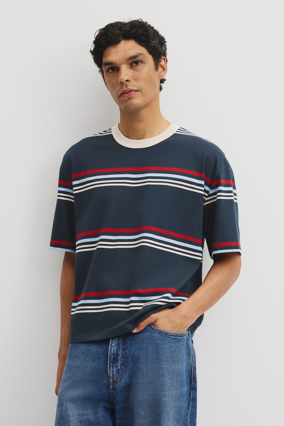 Short Sleeve Boxy Stripe T-Shirt