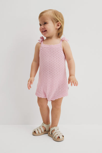 Sleeveless Scallop Knit Romper