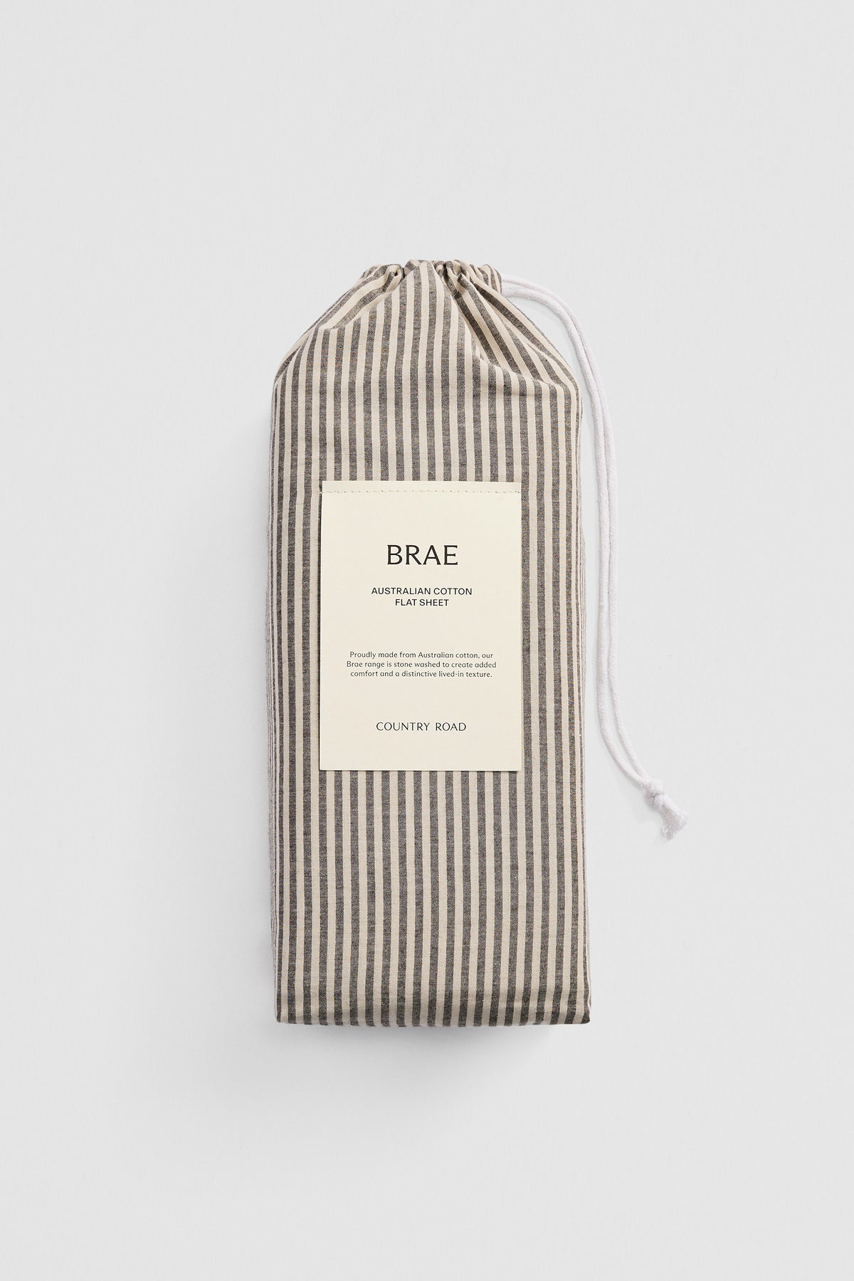 Brae Australian Cotton Stripe Queen Flat Sheet
