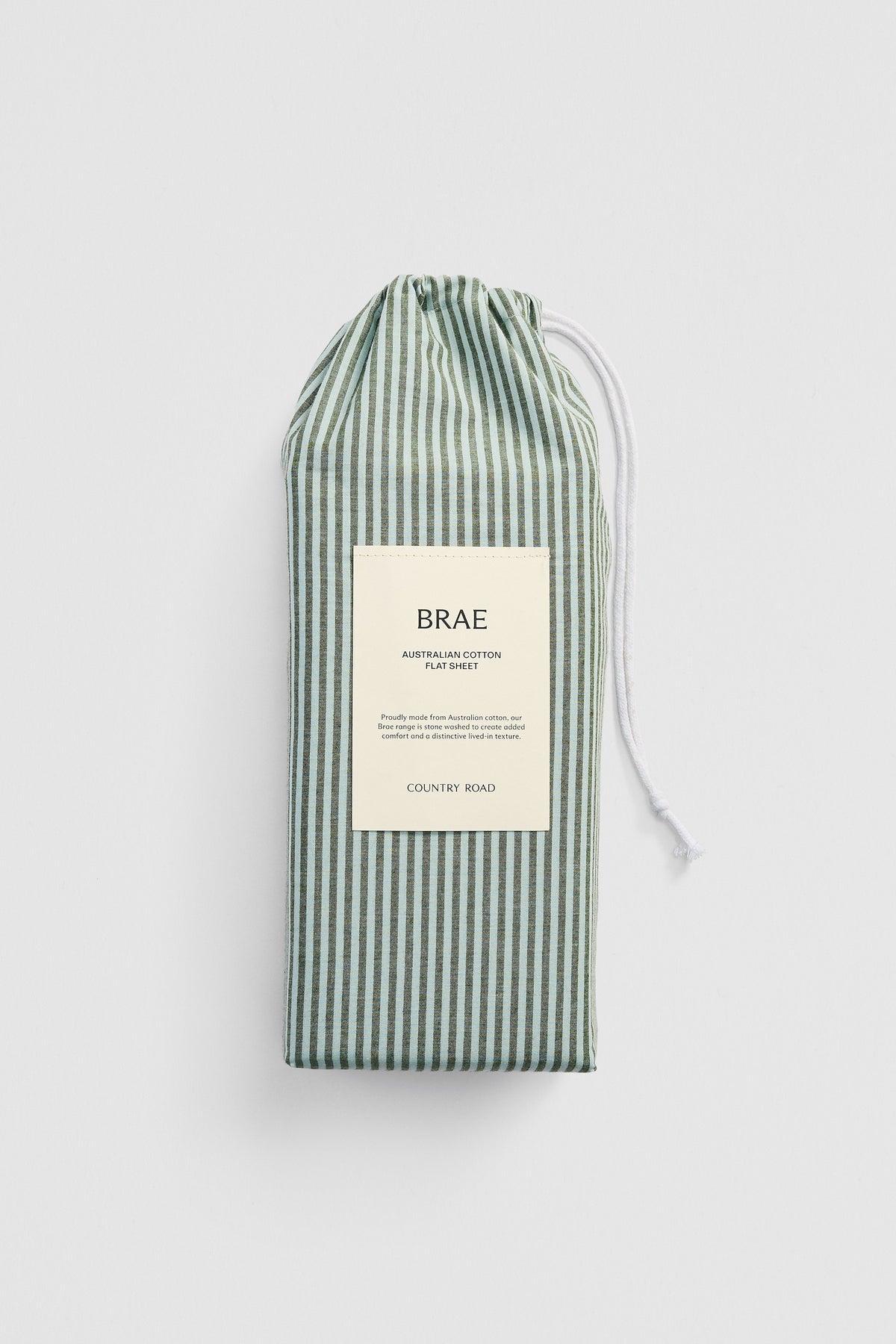 Brae Australian Cotton Stripe Queen Flat Sheet