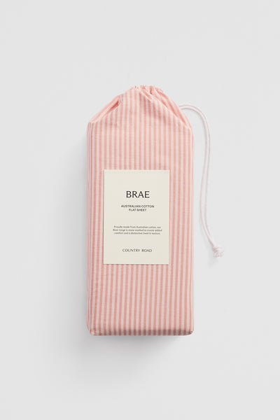 Brae Australian Cotton Stripe King Flat Sheet