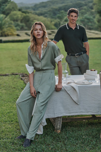 Short Sleeve Washable Silk Shirt