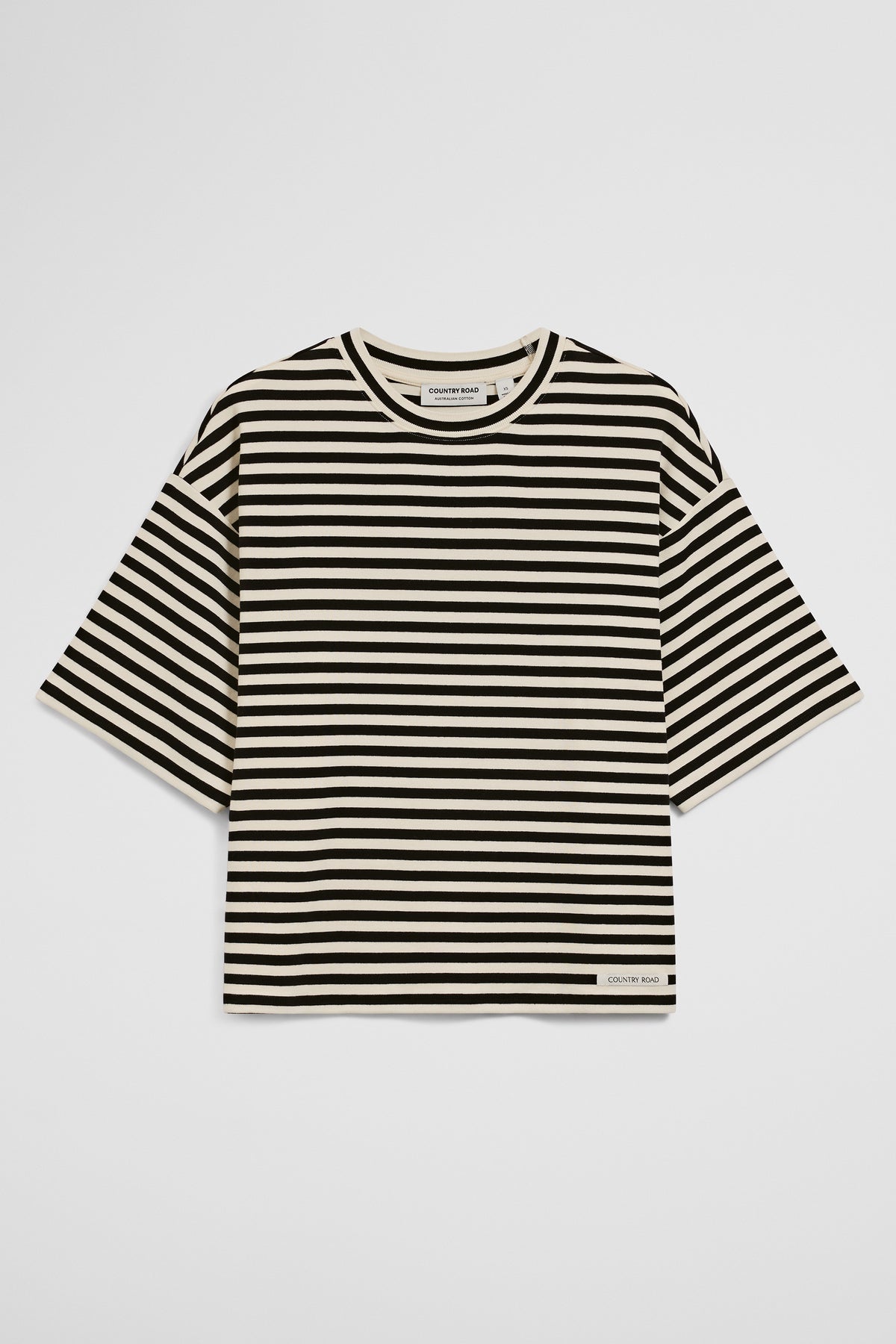 Australian Cotton Blend Stripe Boxy T-Shirt