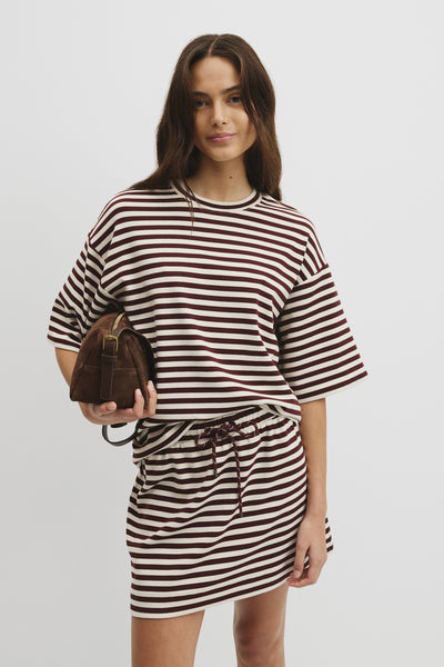Australian Cotton Blend Stripe Boxy T-Shirt
