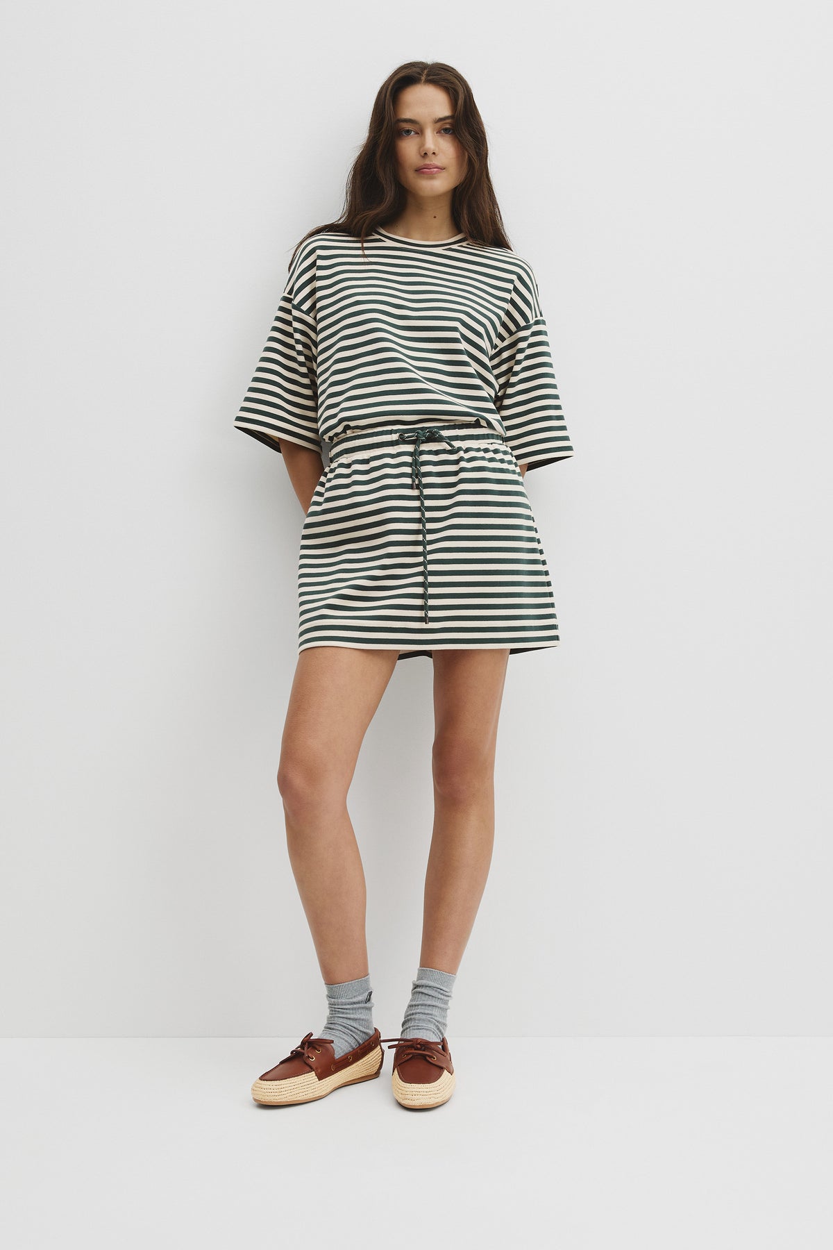 Australian Cotton Blend Stripe Jersey Skirt