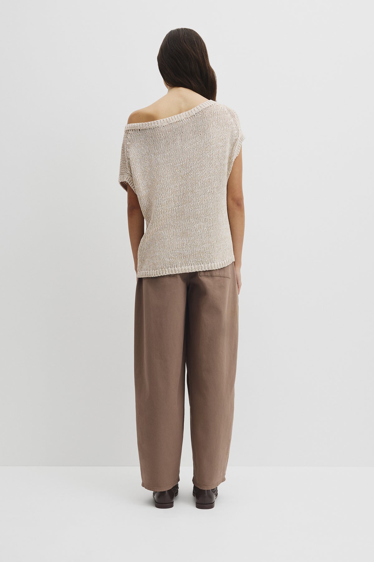Organically Grown Cotton Asymmetric Tape Knit T-Shirt