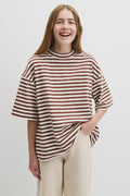 Teen Australian Cotton Blend Short Sleeve Oversized Stripe T-Shirt