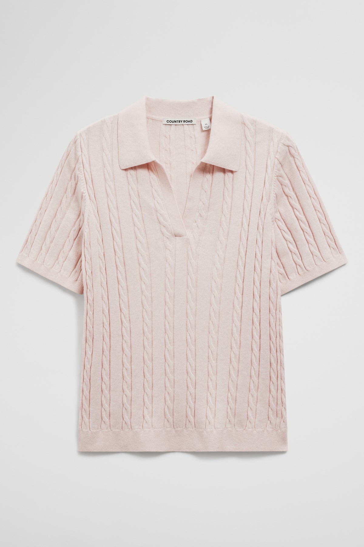 Organically Grown Cotton Blend Cable Polo Knit