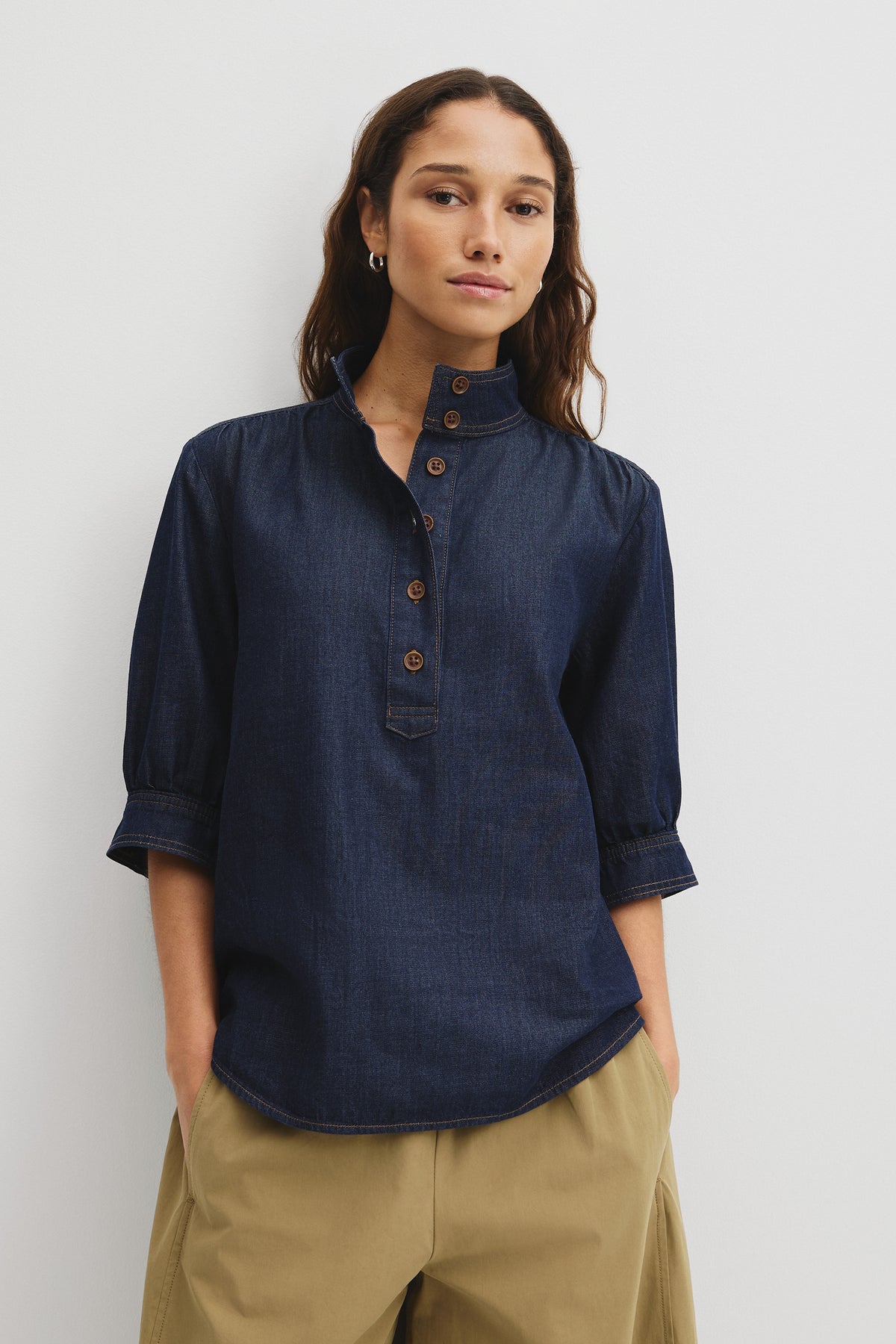 Denim Gather Blouse