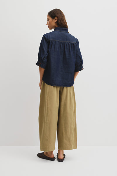 Denim Gather Blouse