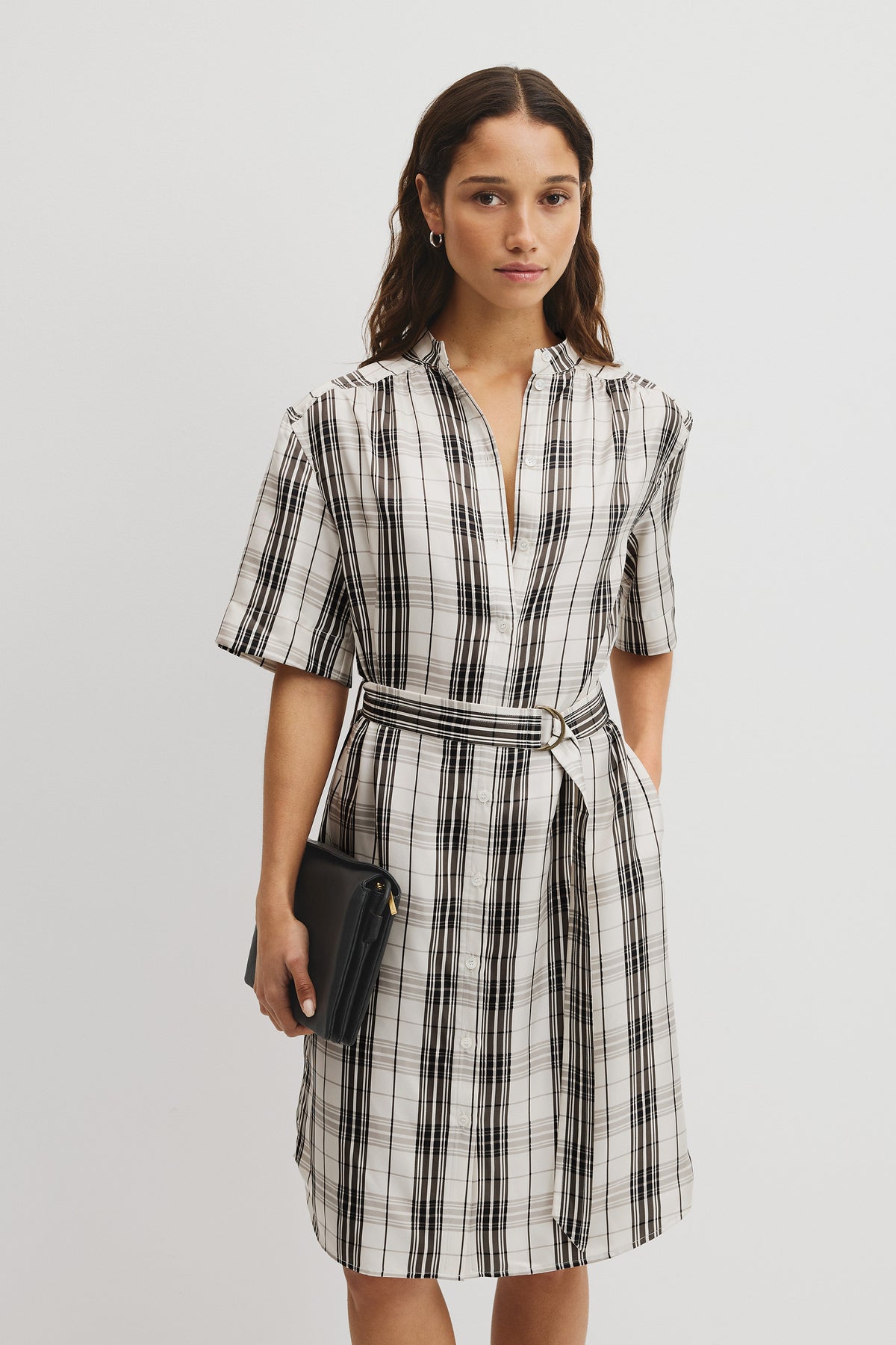 Check Silk Shirt Dress