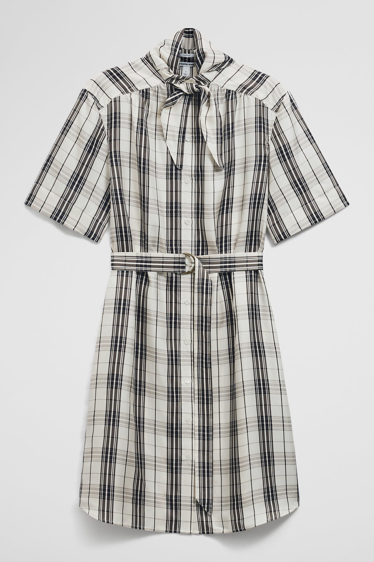 Check Silk Shirt Dress