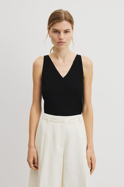 V-Neck Rib Detail Knit Tank
