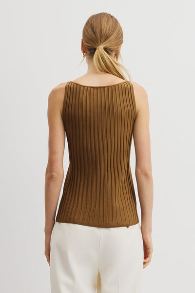 V-Neck Rib Detail Knit Tank