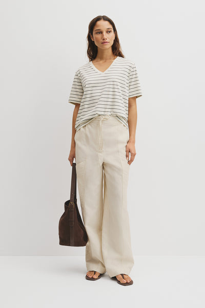 Australian Cotton Stripe V-Neck T-Shirt