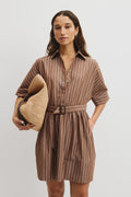 Belted Mini Shirt Dress