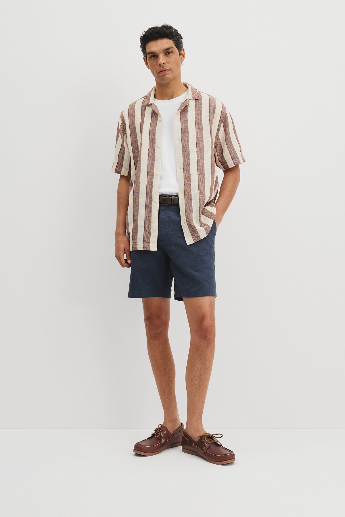 Relaxed Fit Basket Weave Stripe Shirt