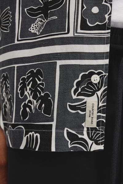 Relaxed Fit Tencel Linen Stamp Print Shirt
